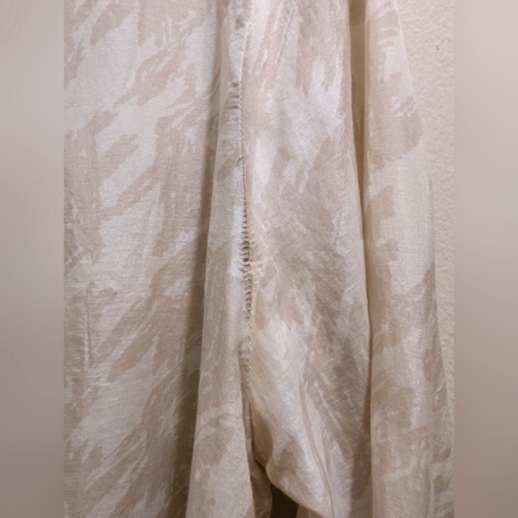 GAP Cotton Silk Cream Beige Tunic Button Front 3/4 Sleeve Brush Stroke Print- XL - Picture 7 of 11